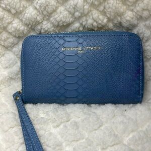 Adrienne Vittadini Studio Wristlet Wallet Blue Zip around